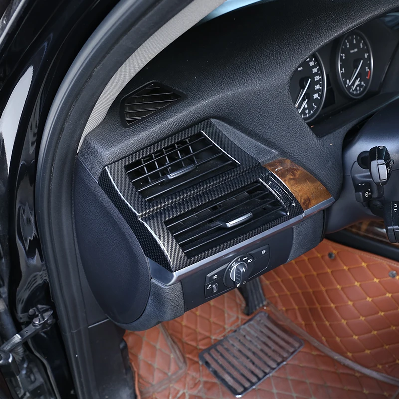 For BMW X5 X6 E70 E71 2008-2013 Car Accessories Carbon Fiber 2 Pcs ABS Car Front Side Air Conditioning Vent Frame Trim