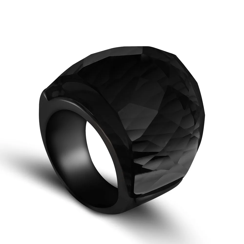 ZMZY 2023 New Fashion Black Large Rings for Women Wedding Jewelry Big Crystal Stone Ring 316L Stainless Steel Anillos