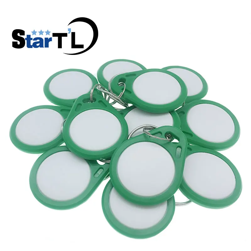 10 pcs 13.56mhz Duplicator Copy IC Keyfob Tag Tags Card Sticker Key Fob Token Ring Proximity Chip Green Color