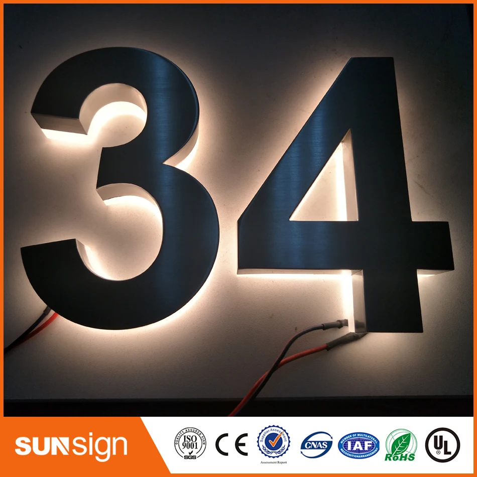 H 20Cm Outdoor Outlet Tahan Air Logam Kustom Backlit Led Channel Letter