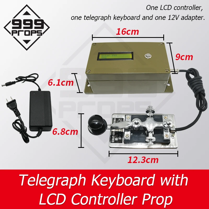 ER PUZZLES Dispositivo de código Morse máquina telegráfica com LCD Escape Room Game Enterta uma senha correta para abrir a porta