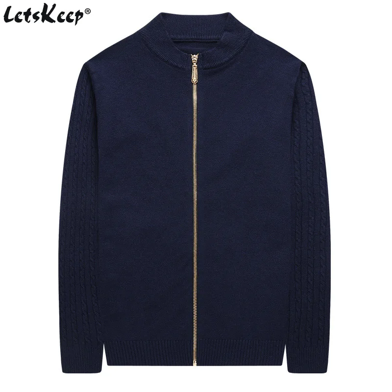 LetsKeep Autumn Winter sweater cardigan men Warm Wool sweater coat Jacket zipper Man knit sweaterscoat jumper M-3XL, ZA511