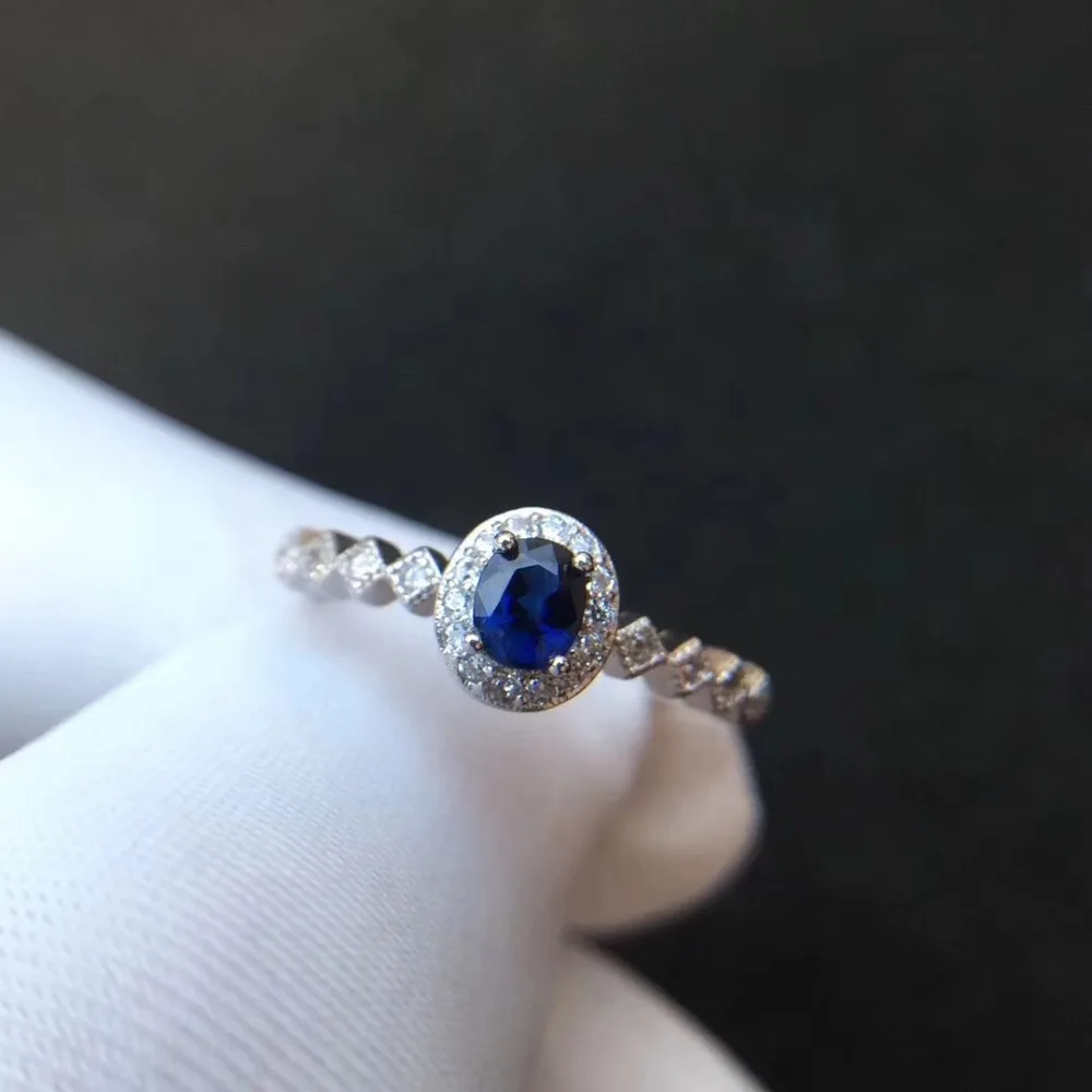 Natural real blue sapphire ring  925 sterling silver Fine handworked jewelry Finger rings