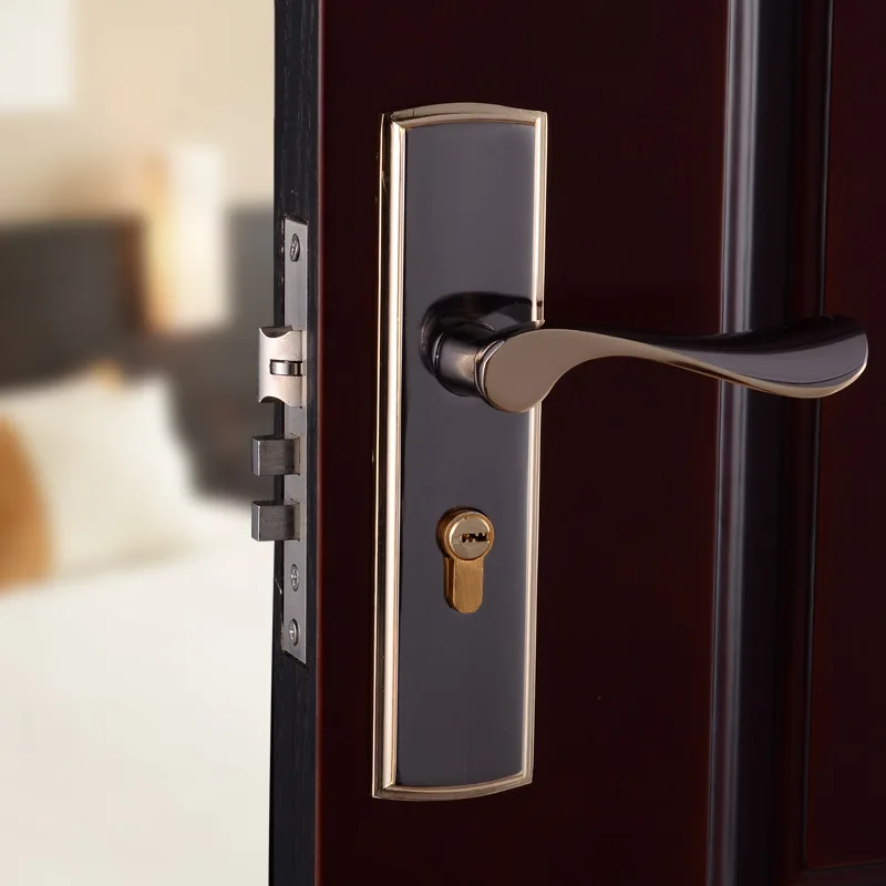 

Steel-wood bearing bedroom door lock indoor wooden door handle lock mechanical hardware lock