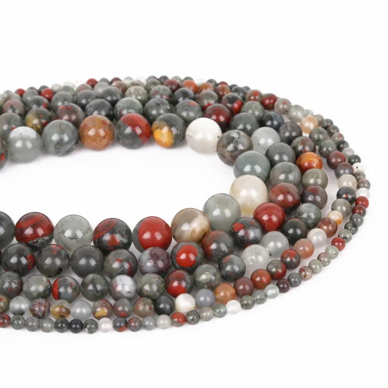 Wholesale Pick 4MM/6MM/9MM/10MM/12MM Smooth Natural Bloodstone Stone Beads High Quality Round ball DIY Bracelet Necklace