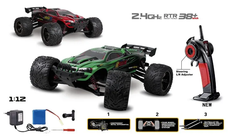 Big RC Car 9116 1/12 2WD Brushed High Speed RC Monster Truck RTR 2.4GHz Good Children\'s toy