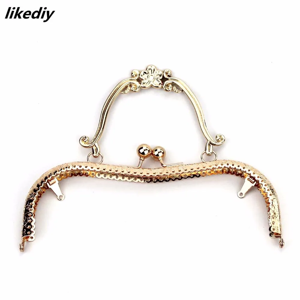 1 Piece 20.5 CM Plum Blossom Flower Pattern Vintage Metal Purse Frame Kiss Clasp Handle Bag Accessories