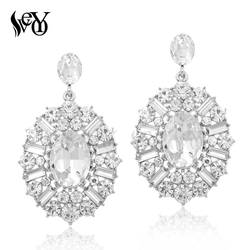 VEYO Crystal Earrings For Woman Round Rhinestone Drop Earrings Luxury Classic brincos Pendientes High Quality