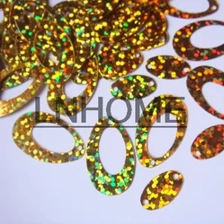 400pcs 14*22 millimetri Uovo Hollow Goccia di Forma Ovale Paillettes Doppio Uova di Tecniche di Cucito, donne Per Bambini Fai Da Te Accessori di Abbigliamento Laser Oro