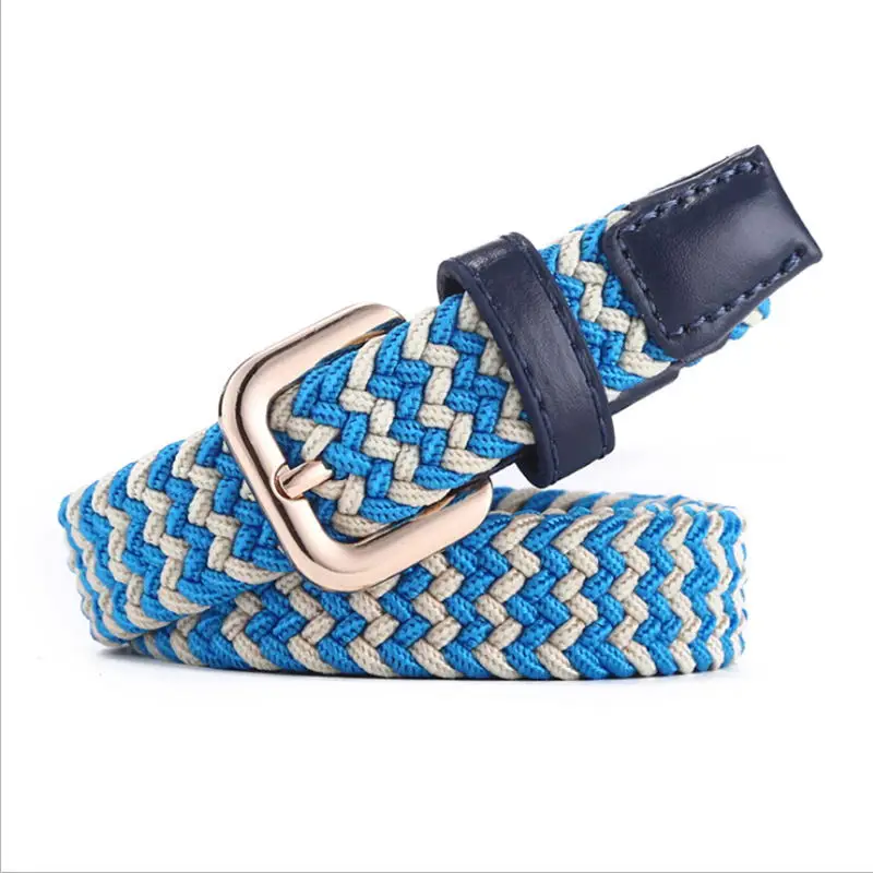SupSindy Women & Children\'s Elastic Belt Pin Buckle Weave Stretch Canvas Belt Candy Colors Luxo Jeans Belts para Meninos Meninas Strap