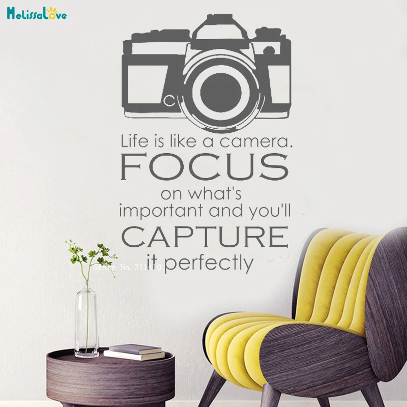 Word Quotes Wall Decals LIfe Is Like A Camera Focus On What's Important And You'll Capture It Perfectly Vinyl Lettering YT1287