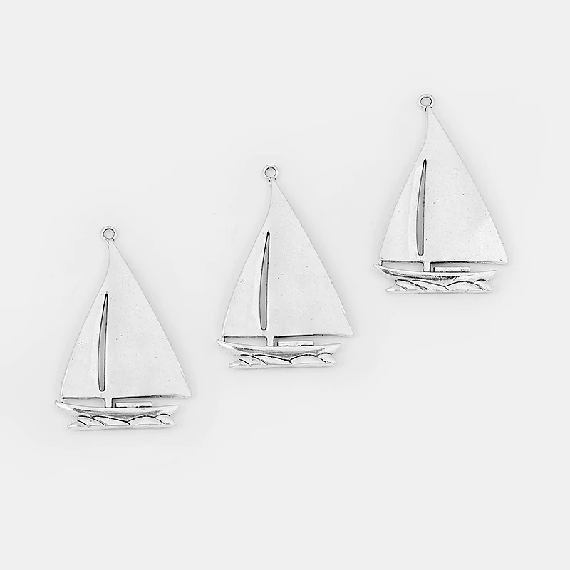 3Pcs Large Ship Sailboat Charms Pendants Findings Fit Bracelets Necklace DIY Jewelry Making  84*54.5mm