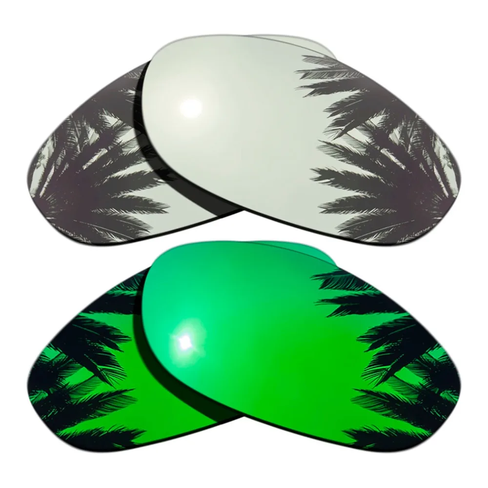 

(Silver Mirrored Coating+Green Mirrored Coating) 2-Pairs Polarized Replacement Lenses for Monster Dog 100% UVA & UVB Protection