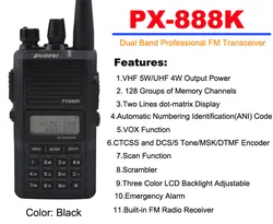 Black Color PUXING PX-888K Dual Band Professional FM Transceiver Original PUXING PX 888K 5w 128CH walkie talkie