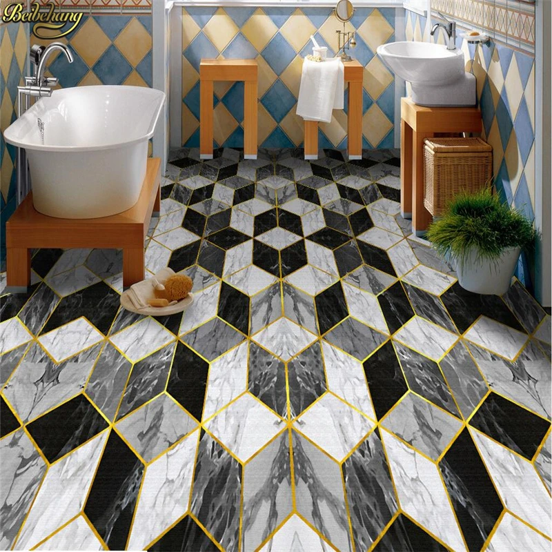 

beibehang Custom Photo Wallpaper 3D Self Adhesive PVC Floor Hotel Hall Art Tile Parquet Stones Toilet 3d Flooring Wall paper