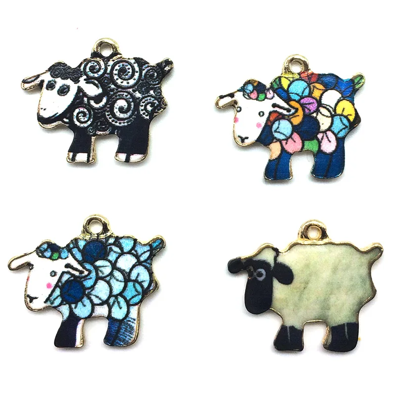 

100pcs 17*21M sheep charms pendant Cute Korea enamel alloy animal pendent for bracelet earring diy jewelry making supplies