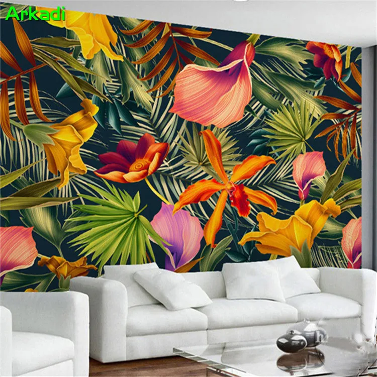 Custom Southeast Asia rainforest wallpaper banana leaf wallpaper restaurant hotel wall green forest mural