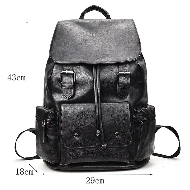 Men\'s backpack British Fashion And Leisure College Wind Soft PU Material High Quality Design Multi-function Large Capacity