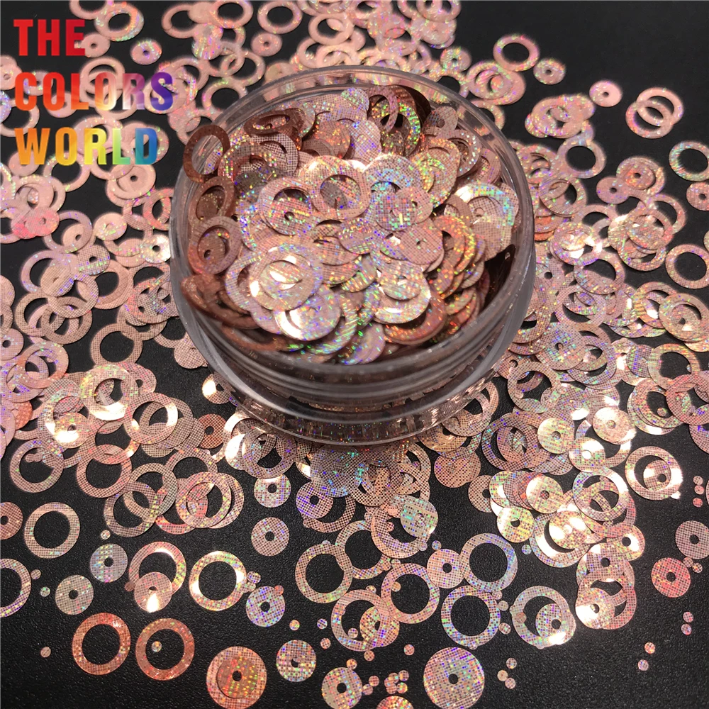 TCT-318  Hollow Ring Laser Starlight 6MM Nails Glitter Nails Art Decoration Body Art Tumblers Shaker Crafts Festival Decoration