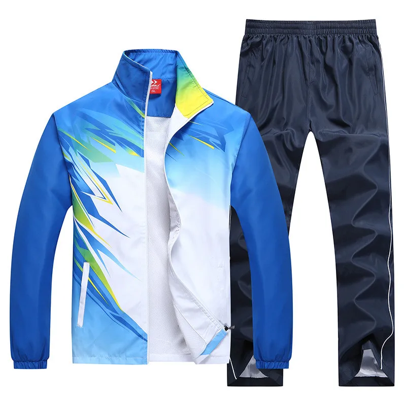 Sportswear Men New Spring Autumn Sets Training Suit 2 Piece Jacket+Pant Young Male Wear Casual Tracksuit Asia Size L-4XL