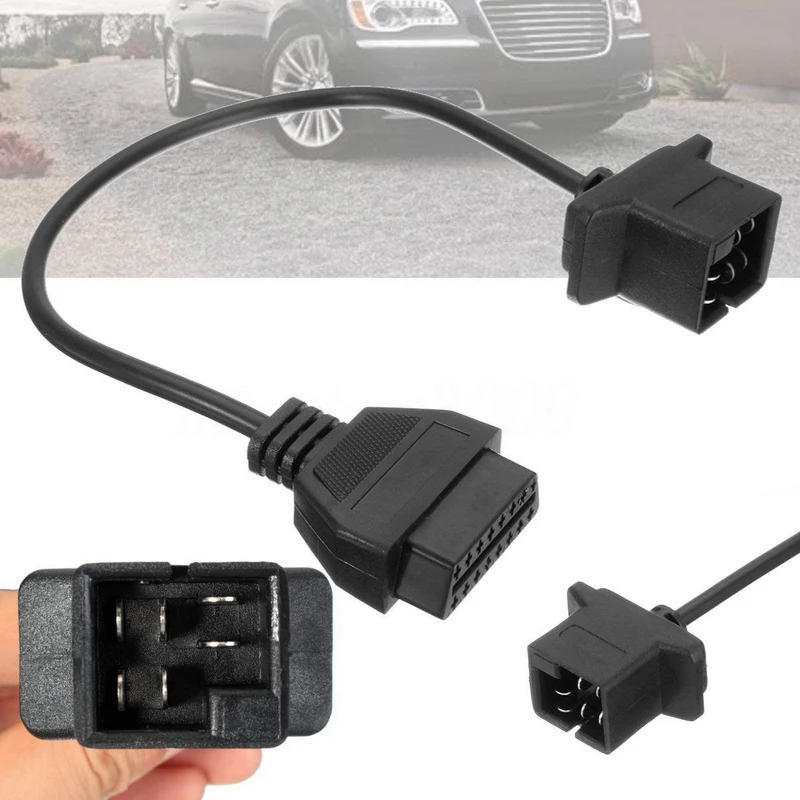 

Black 6 Pin OBD To OBD2 Connector Adapter Cable Wire For Chrysler Jeep Dodge