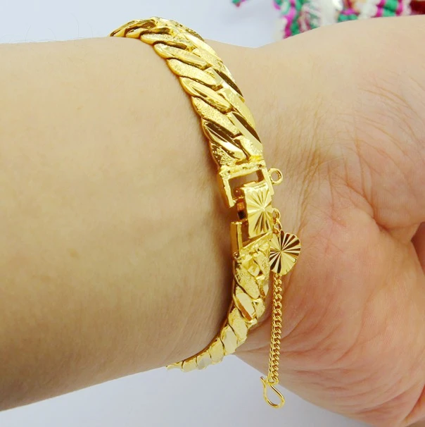 Gold Color Men Jewelry Drop Shipping,Wholesale Yellow Gold Plated 12mm Bracelet For Man 8inch Fashion Bracelet