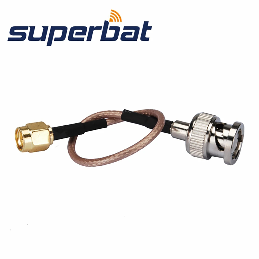 Kabel Pigtail pengumpan antena lurus ke SMA Male colokan BNC Superbat RG316 25cm