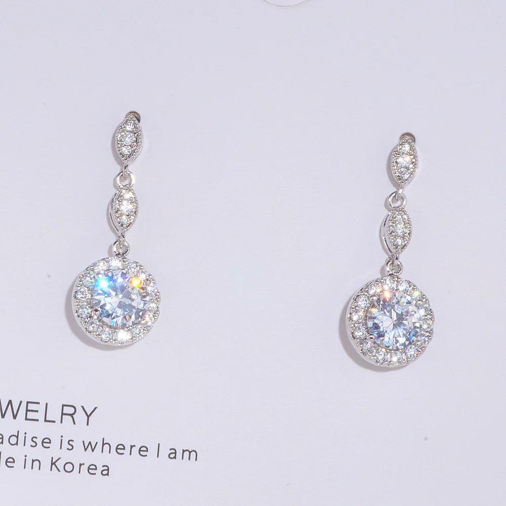 Luxury Female Water Drop Earrings Fashion AAA+ Zircon Stone Earrings Elegant Long Dangle Earrings Women Wedding Jewelry Gifts