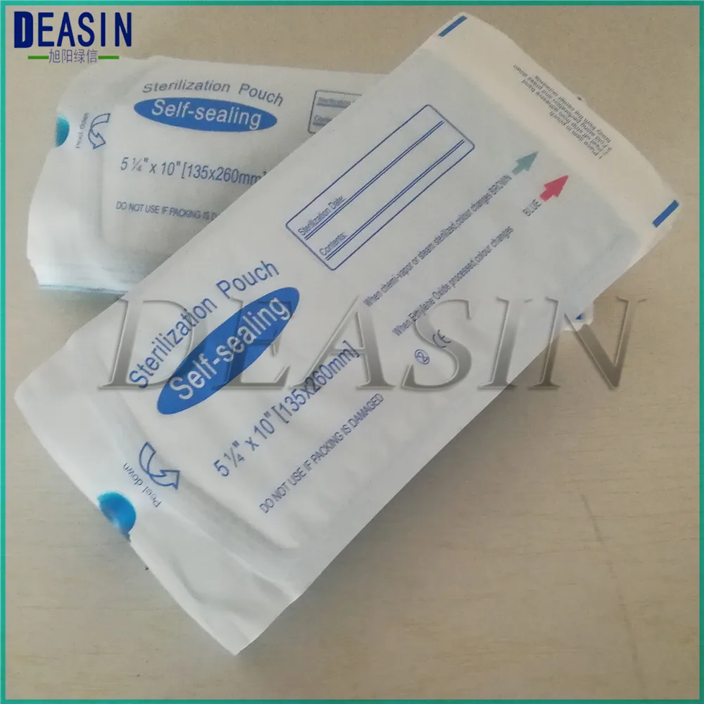 200pcs/lot 135 x 260mm 135 x 285mm DENTAL SELF SEAL STERILIZATION POUCHES medical bag sterilization bags no need sealing machine