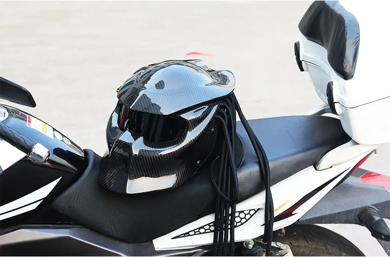 Predator Carbon Fiber Motorcycle Helmet Full Face Iron Warrior Man