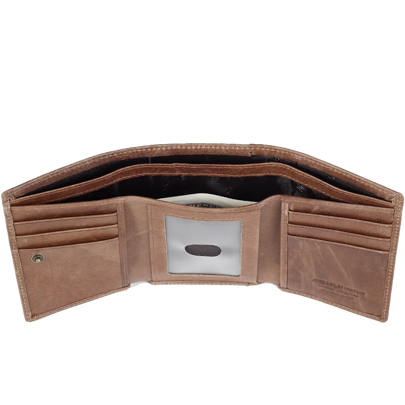 Jinbaolai Brand Vintage Men\'s Genuine leather wallet small man purse card holder money bag for male