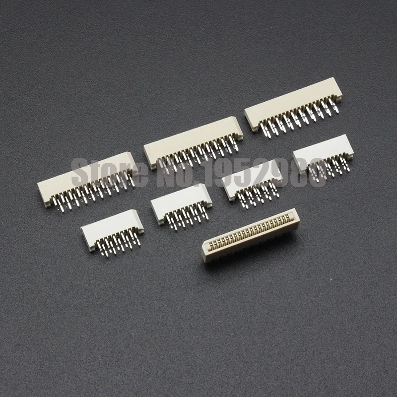 10PCS 1.0mm FPC/FFC Connector LCD Flexible Flat Cable Socket Double Row DIP Straight Pin Type 4 6 8 10 12 14 16 20 30 31 Pin