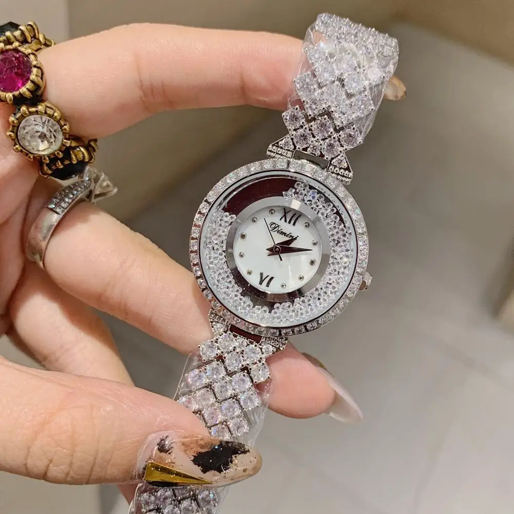 Top Luxury Full Diamonds Women Brand Jewelry Watches Shinning Crystals Bracelet Watch Roman Wristwatch Waterproof Zircons Bangle