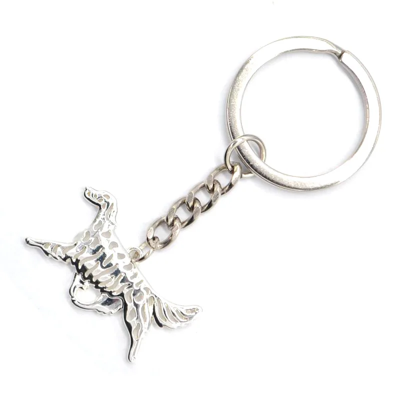 Hot Selling Pet Dog Shaped Jewelry Key Chains English Setter Movement Pendant Key Chains