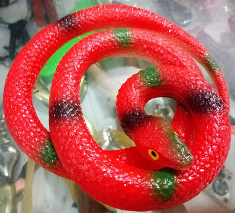 60cm Halloween Party Gift Tricky Funny Spoof Toys Simulation Soft Scary Fake Snake Horror Toy for Party Event Red