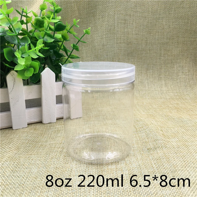 

40 Pcs 8 Oz 220 Ml Empty Small Transparent Jars Plastic Bottles Factory For Spices Honey Candy Food Containers Home Sale kitchen