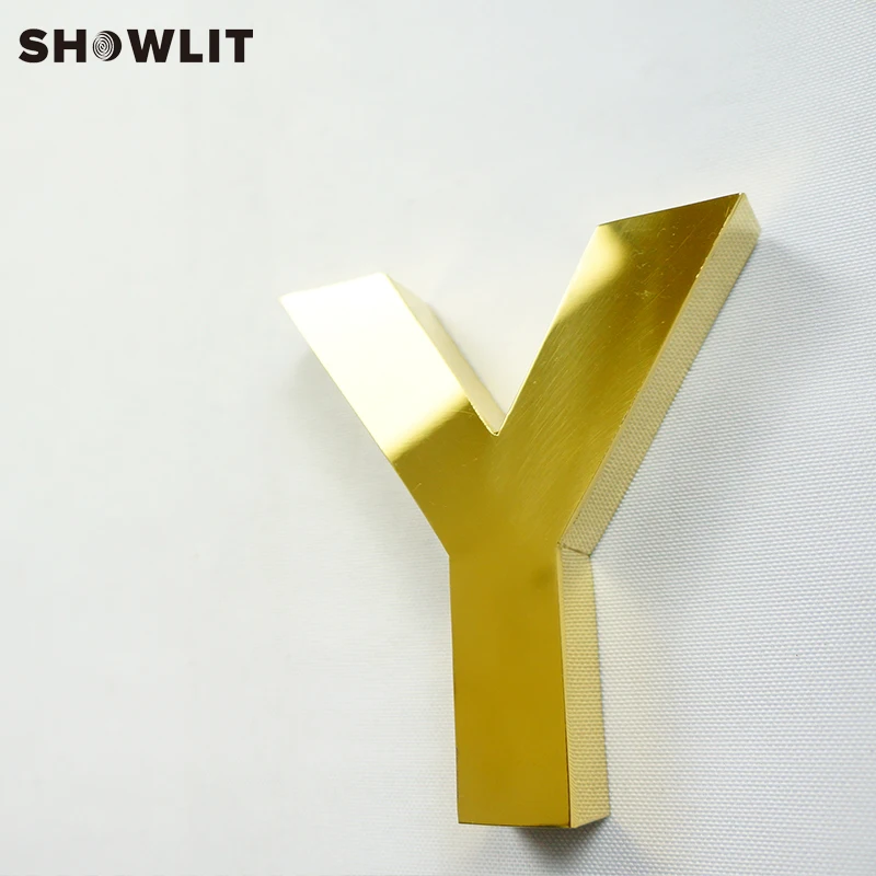 Custom Made 3D Chrome Golden Stainless Steel Indoor Channel Letter Logo Signs