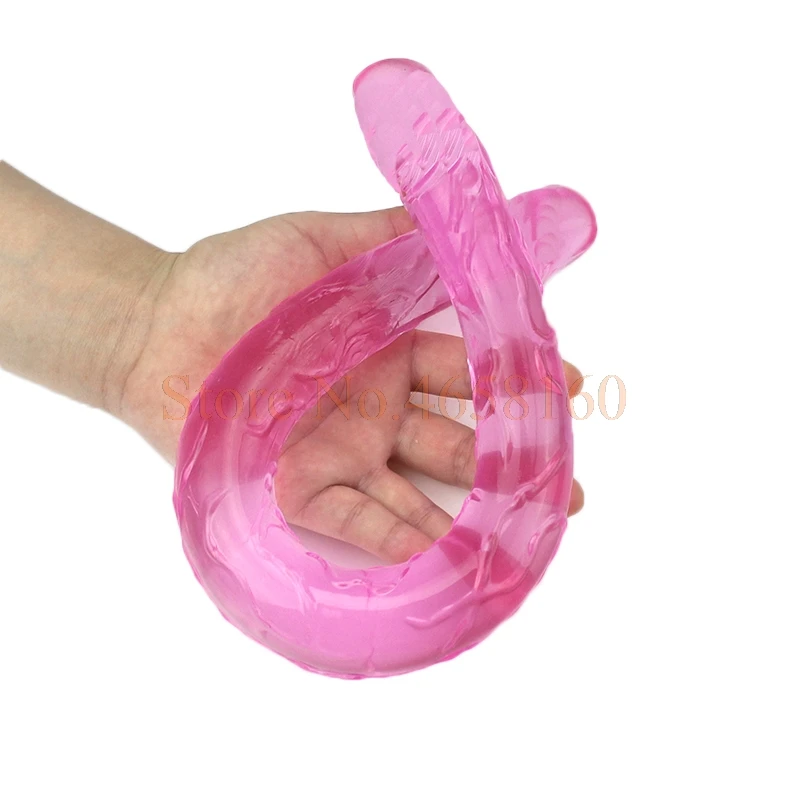 Jelly Double-Ended Dildo Anal Vaginal 17.3 inch Long Double Dildo Sex Toys for Woman Couples Lesbian Sex Toys No Vibrator