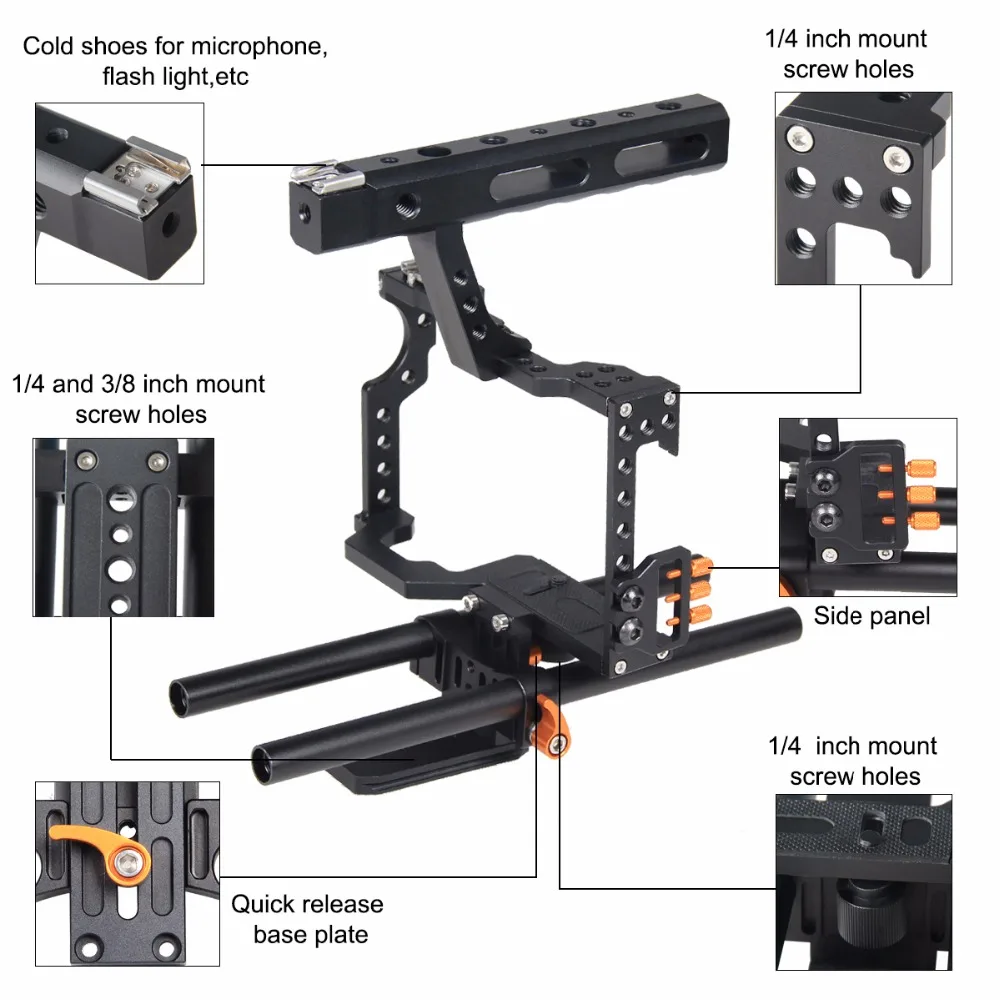 Imagem -02 - Panasonic Gh4-câmera com Sistema de Filmes Feito em Liga de Alumínio com Haste de 15 mm para Sony a7 Câmera A7ii A7s A7r A7rii