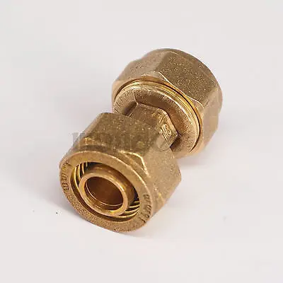 12x16mm IDxOD PEX-AL-PEX Tube Straight Brass Compression Pipe Fitting Connector For Floor Heating