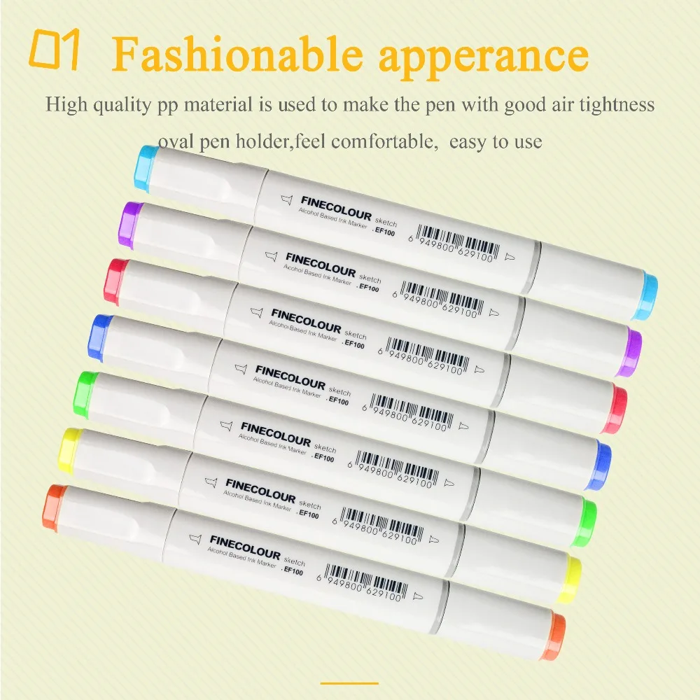 Finecolour EF100 240 Colors Alcohol Based Ink Double Headed Sketch Art Markers With Box