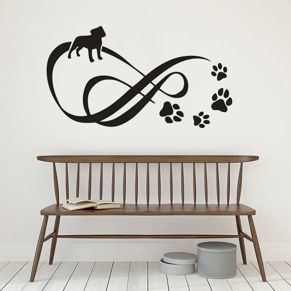 Unendlichkeit Mit Pet Paw Punkte Wand Abziehbilder Hunde Pfoten Vinyl Aufkleber Haustiere Salon Decor Abnehmbare Haustiere Fußspur Wandbild AZ644