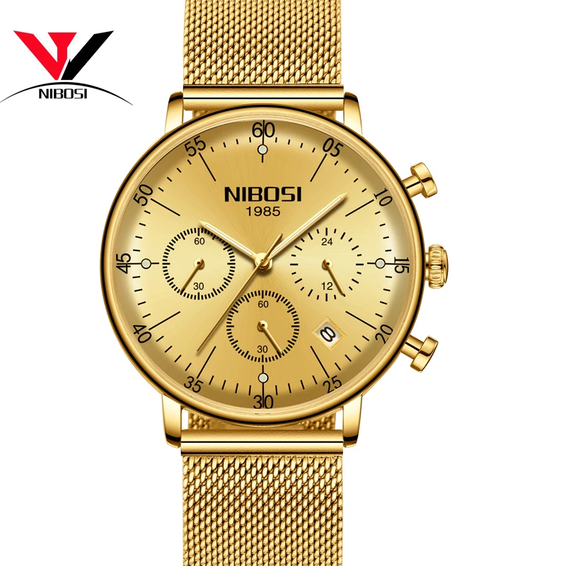 Montre Homme 2018 NIBOSI Watches Men Luxury Brand Convex Face Waterproof Mesh Strap Analog Quartz Male Clock Relogio Masculino