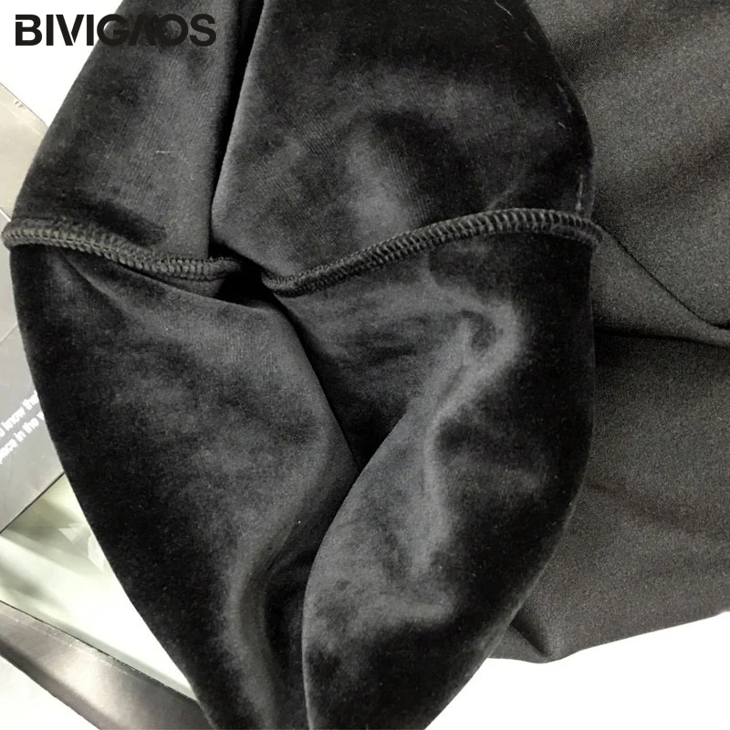 BIVIGAOS Winter Warm Leggings Womens Gloss Shiny Black Thick Velvet Leggings Trousers Elastic Slim Legging Pants Women Warm Pant