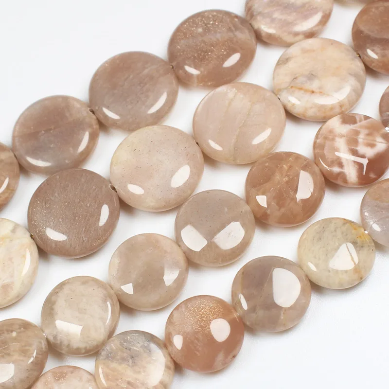 Natural Smooth/Faceted coin shape  Sunstone 13,,15,18mm beads 15inch ,100% Natural Stone Guarantee!