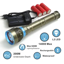 Diving flashlight 7x XML T6 L2LED Flashlight linternas Scuba Underwater 100M Flash Light Waterproof Lamp Torch 26650/18650