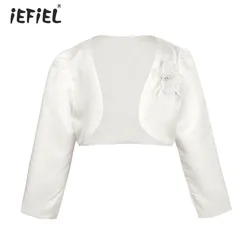 iEFiEL Fashion Kids Girls Long Sleeves Bolero Jacket Shrug Short Open Cardigan Sweater Dress Cover Up with 3D flower SZ 9 M-10