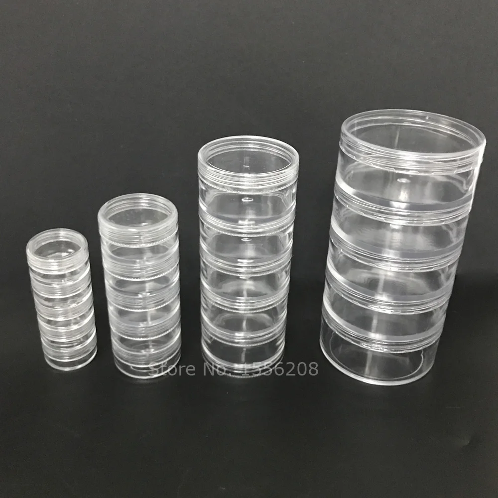 Transparent Plastic Cosmetic Storage Containers Minerals Display Clear Makeup Stackable Small Jar 5 layer