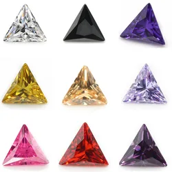 50pcs 3x3~15x15 AAAAA Triangle Shape White , Voilet, Olive , Purple, Black, Pink Cubic Zirconia  Loose cz Stone