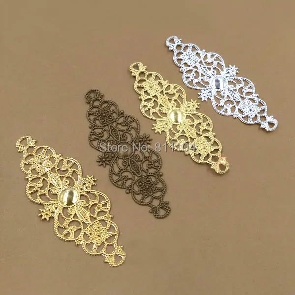 

60x25mm Filigree Flower Charms Links Wraps Connectors Findings DIY Jewelry Making Multi-color Plated Brass